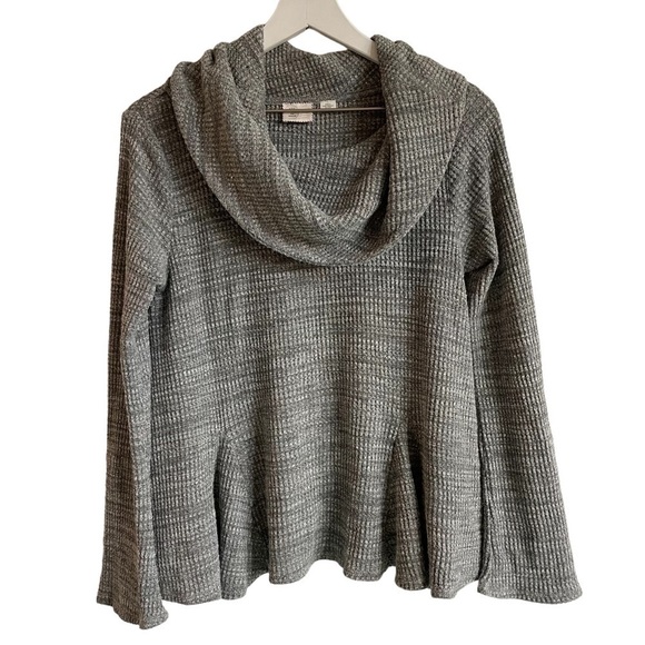 Anthropologie Postmark Maurisa Gray Waffle Knit Cowl Neck Sweater Top, Size M - Picture 2 of 7